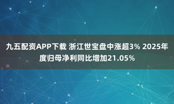 九五配资APP下载 浙江世宝盘中涨超3% 2025年度归母净利同比增加21.05%