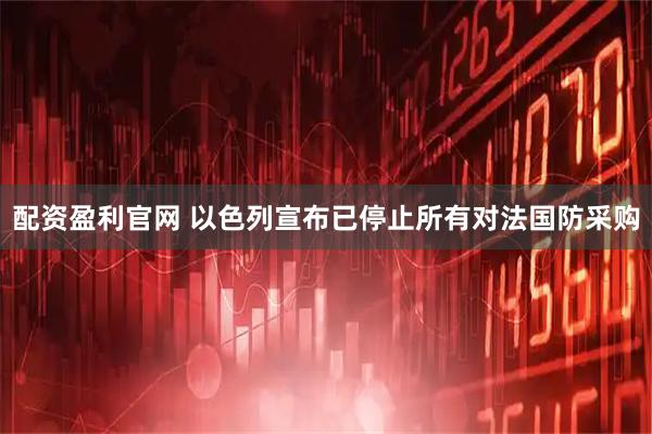 配资盈利官网 以色列宣布已停止所有对法国防采购